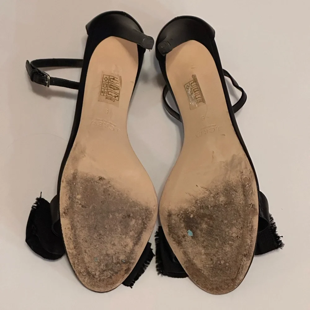 J. Crew Black Fabric Bow Stiletto Heel Sandals